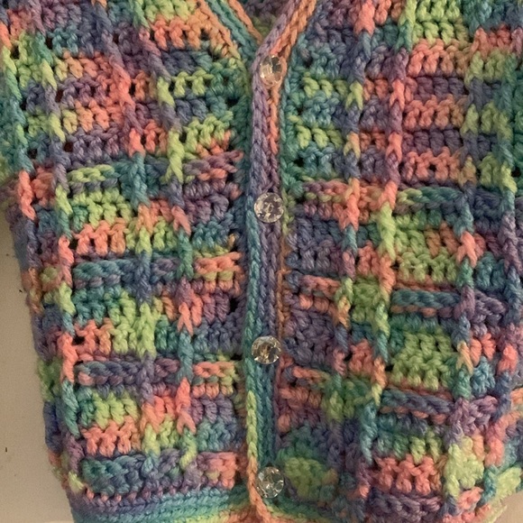 OOAK Hand Crochet sweater 12-18 mo - Picture 2 of 8